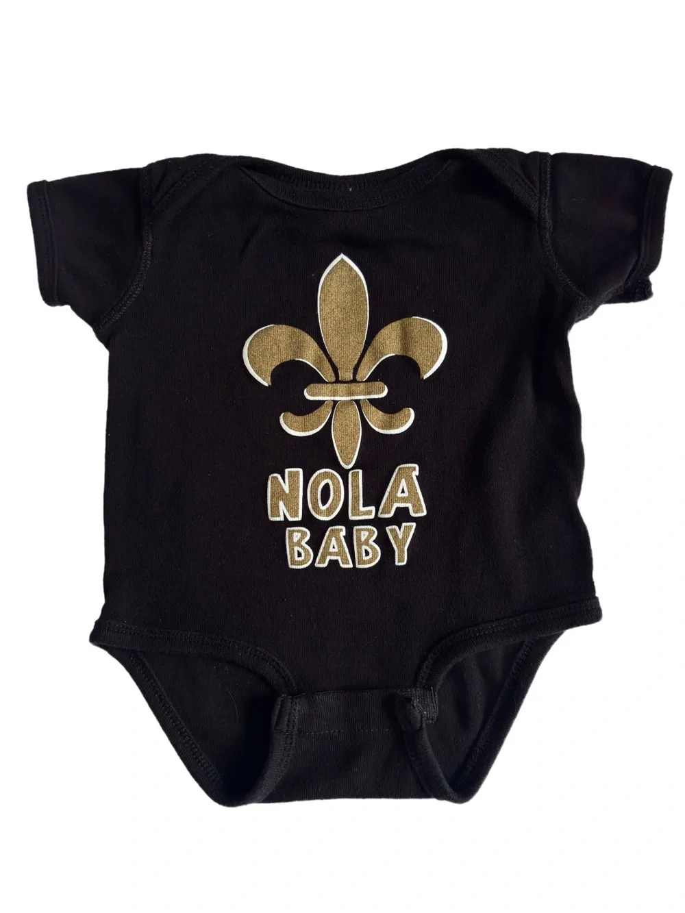 NFL New Orleans Saints Black and Gold Fleur-De-Lis NOLA Baby Onesie Unisex 6M-9M